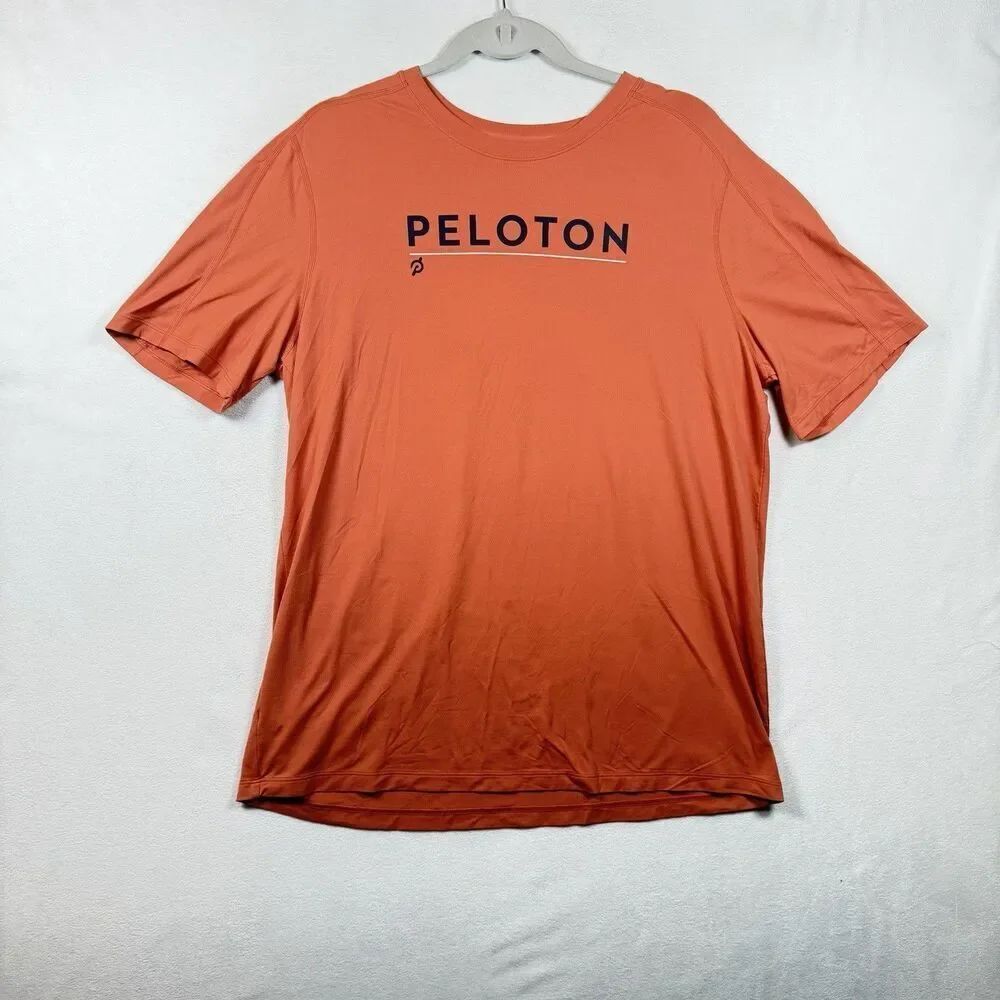 Peloton Shirt Mens M Burnt Orange Performance Athletic Workout Stretch Tee
